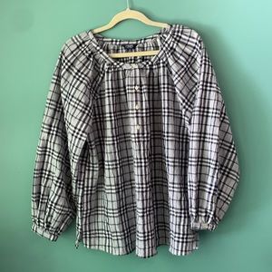Long balloon puff sleeve chaps peasant ton blouse